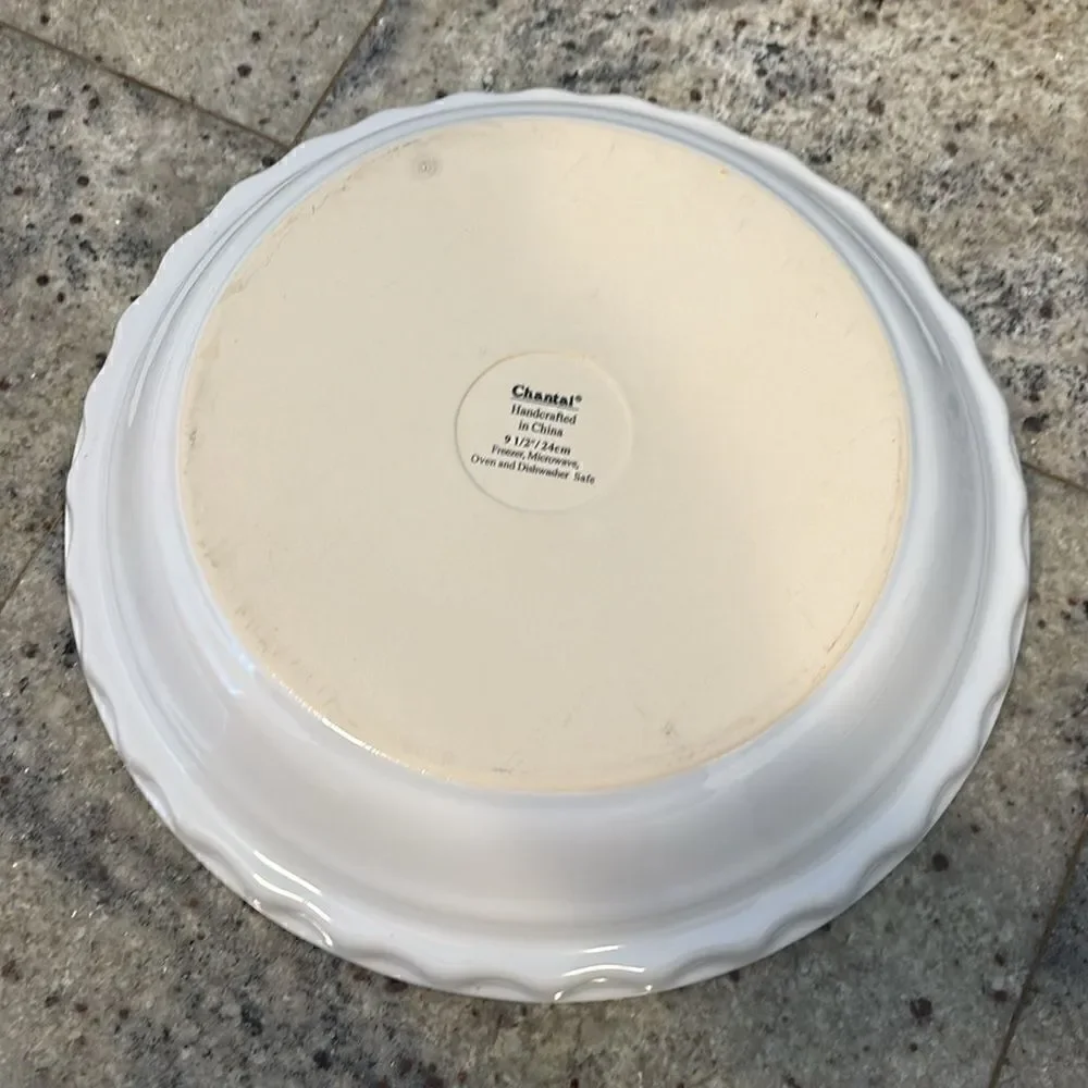 Chantal White Stoneware Deep Dish Pie Dish Pie Plate